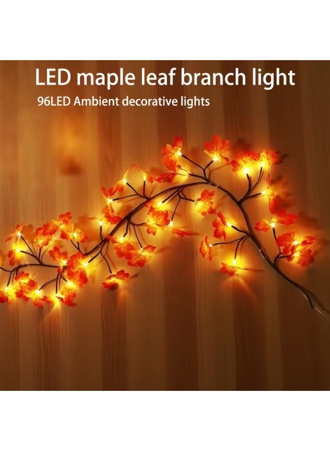 Bincoo Red Maple Leaf Wall Sconce, 96 LED Starlight Atmosphere Lamp, USB Charging, Remote Control Version, Freely Bendable Decorative Lighting For Bedroom, Living Room, Hallway - Image 3